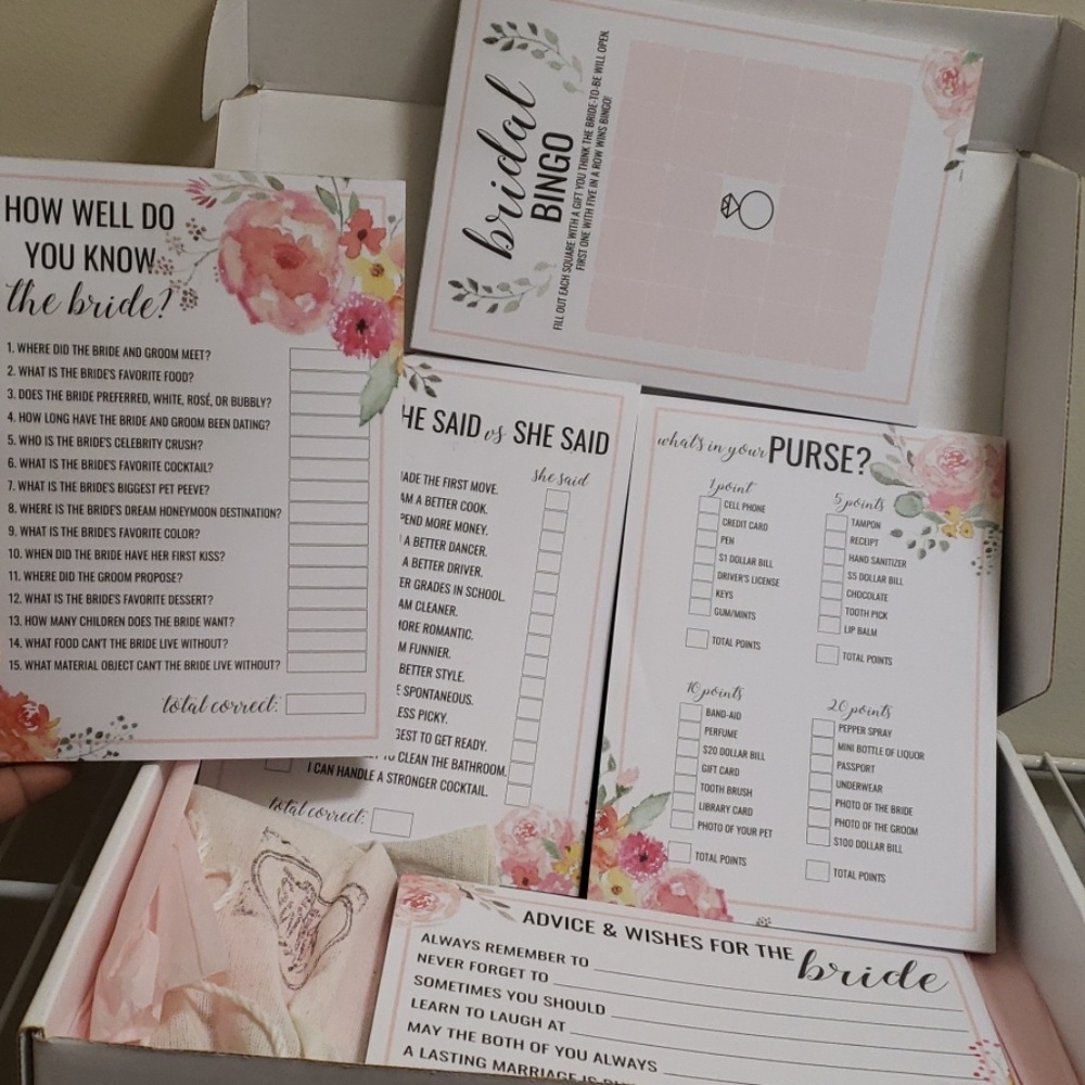 Bridal shower game cards